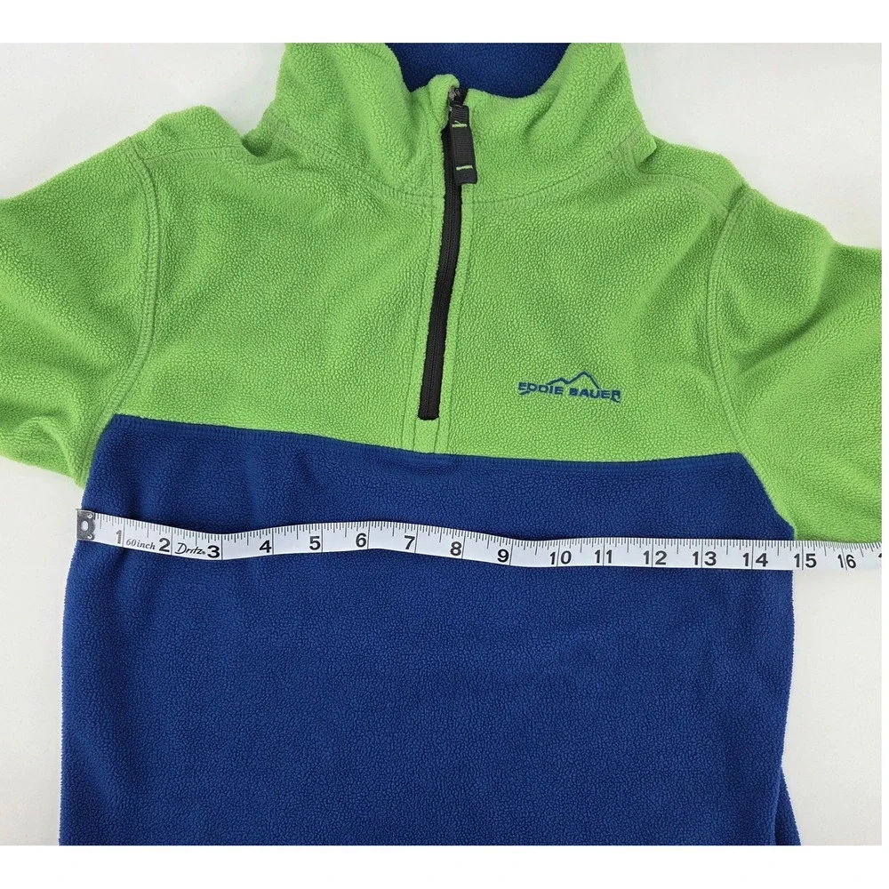 Eddie Bauer Kids Fleece Pullover Colorblock Blue Green 1/4 Zip Size Small Layers